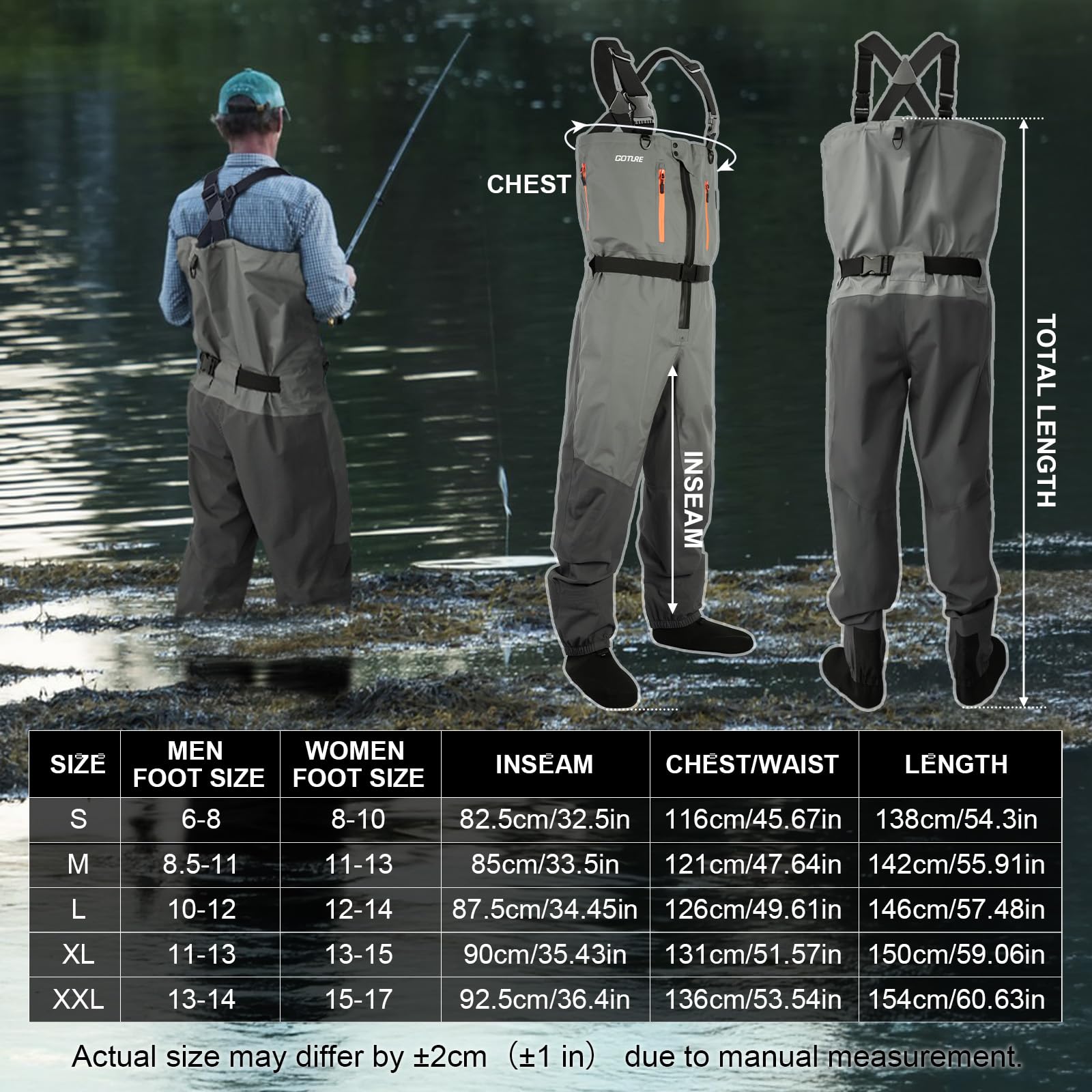 Fishing Waders Breathable - Goture-gabardinas de pesca con mosca para