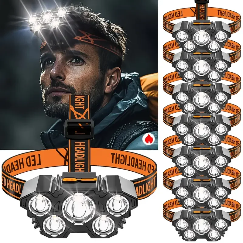 Hunting Fishing Outdoor - Linterna frontal portátil de 5LED para