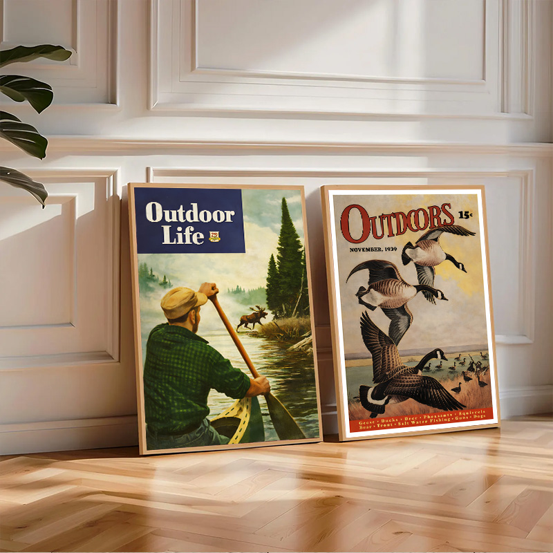 Póster vintage de la revista a - Outdoor Hunting And Fishing Magazines reseña y precio
