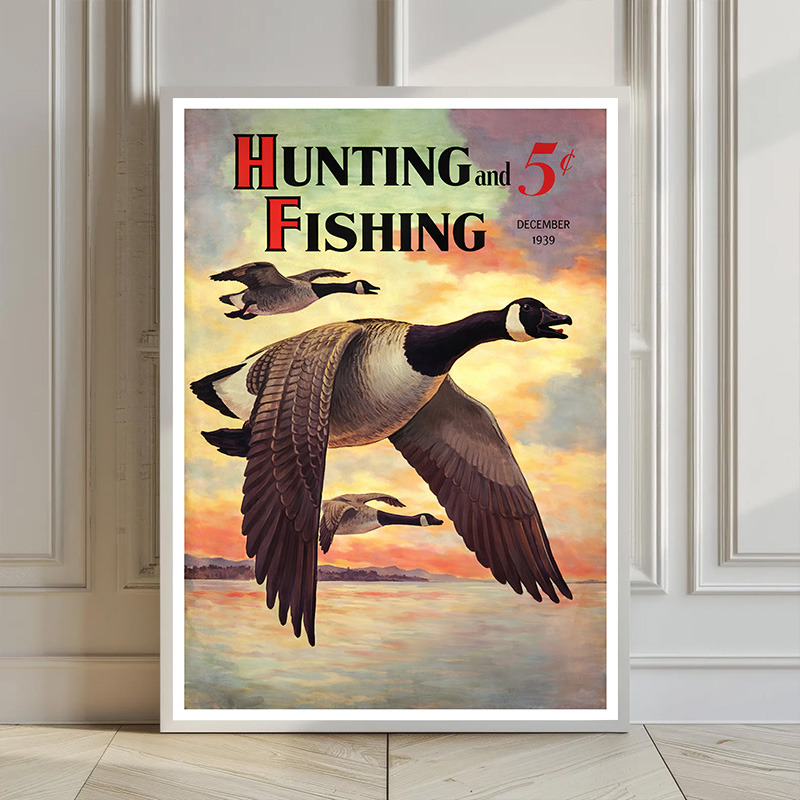 Póster vintage de la revista a - Outdoor Hunting And Fishing Magazines reseña y precio